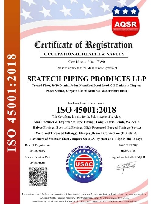 ISO Occupational Health & Safety Certified